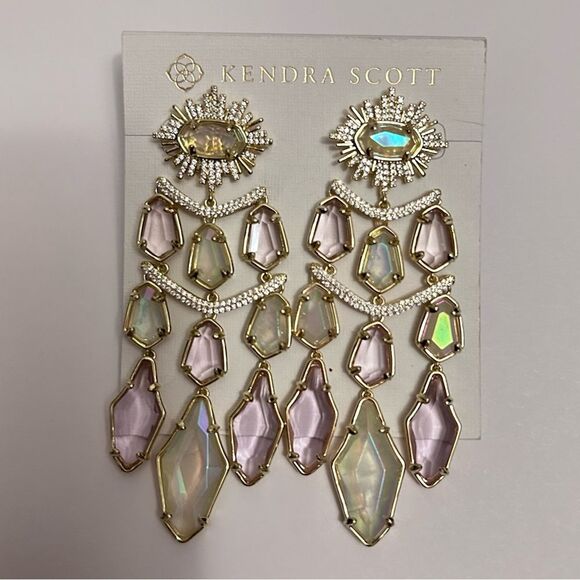 Kendra Scott Jewelry - Kendra Scott Alexandria Gold Crystal Tiered Statement Drop Earrings NWT